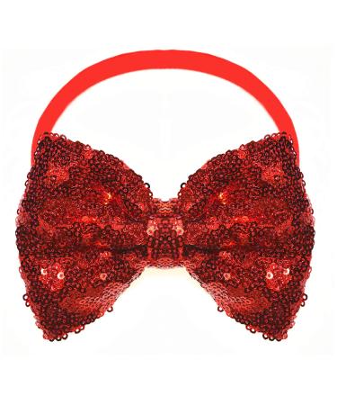 Treenewbid Red Sequin Hair Bows Bands Headband Bowknot