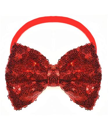 Treenewbid Red Sequin Hair Bows Bands Headband Bowknot