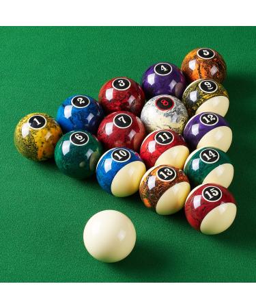 YINIUREN Billiard Balls Pool Balls Premium Marble Pattern Set Made of Premium Polyester Resin