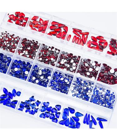 1720pcs Red Blue Nail Rhinestones Crystals Glass Gems Stones - Nail Charms for DIY Crafts & Jewelry - Buy Online on GoSupps.com