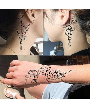 JOEHAPY 19 Sheets 3D Sexy Flower Temporary Tattoos for Women Neck Arm - Waterproof Small Fake Tattoo Stickers - Floral Sunflower Rose Wild Plants - Adult Tattoo Kits - Buy Online on GoSupps.com