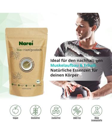 Nare ei Organic Hemp Protein Powder - 50% Vegan Protein from Germany | 450g - Ideal for Smoothies Muesli Porridge & Baking | DE- KO-005 Certified - Buy Online on GoSupps.com