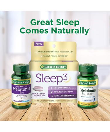 Nature's Bounty Melatonin 5mg 90 Count - Pack of 3 | Drug-Free Sleep Aid & Relaxation Supplement - Buy Online on GoSupps.com