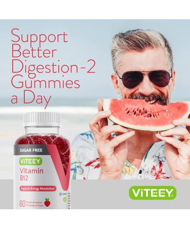 Vegan Sugar Free Vitamin B12 Gummies 1000mcg for Energy Support - Gluten Free Raspberry Flavored Gummies - 60 Count - Buy Online on GoSupps.com