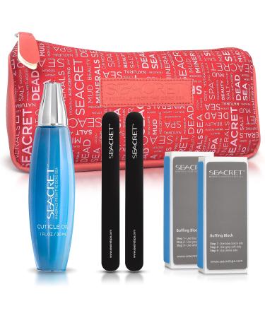 SEACRET Nail Kit - Nail Care Set with Cuticle Oil Nail Files and Buffer Blocks for a Quick Manicure from the Comfort of Home NEW Nail Kit
