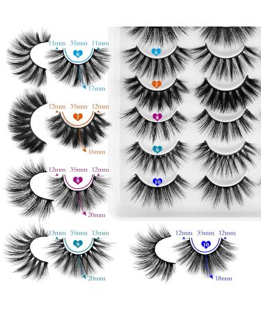 Jimire False Eyelashes - 20 Pairs in 10 Styles | Fluffy Volume Cat Eye Lashes (12-20mm) - Buy Online on GoSupps.com