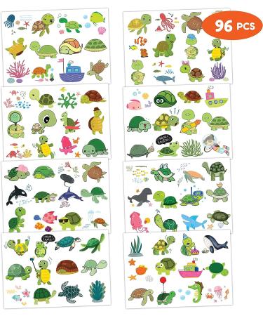 Sea Turtle Temporary Tattoos - 96PCS Ocean Theme Stickers for Birthday Party Decor and Classroom Prizes - Buy Online on GoSupps.com