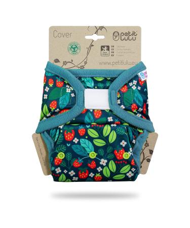 Petit lulu size 2 Prefold pul overstates with tabs (5-16 kg) Klett One Size diaper overpotes baby diaper pants washable & waterproof cloth diapers Made in EU (wild strawberries)