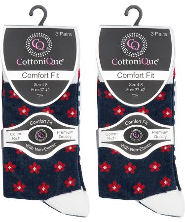 Ladies Non Elastic Loose Top Socks (6 or 12 Pair Multipack) Gentle Grip Diabetic Hosiery Size 4-8 White - 6 Pairs 4-8 - Buy Online on GoSupps.com