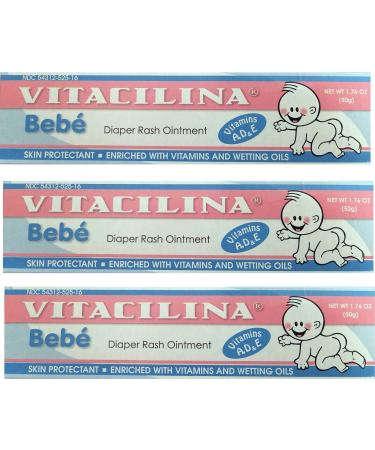 Vitacilina Bebe Diaper Rash Ointment 1.76 Ounces. 3 Pack