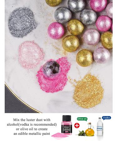 NiHome Edible Luster Dust Glitter Powder Fancy Metallic Sprinkles Glimmer Luster Dust 4 Bottles of 0.18oz/5g for Decorating Drinks Cakes in Bakeries Allergen-Free Food Coloring (4 Colors 20g) Pink/ Light Pink/ Sunlit/ Metallic 4 Pack 20 g - Buy Online on GoSupps.com