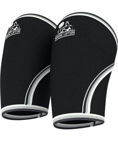 Nordic Lifting Elbow Sleeves (1 Pair) Support & Compression for Weightlifting, Powerlifting, Cross-Training & Tennis - 5mm Neoprene Sleeve for the Best Performance - Both Women & Men Black X-Large