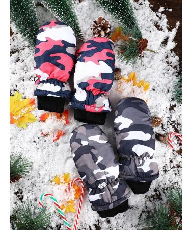 SATINIOR 2 Pairs Kids Waterproof Ski Mittens - Rose Red & Gray - 5-10 Years - Buy Online on GoSupps.com