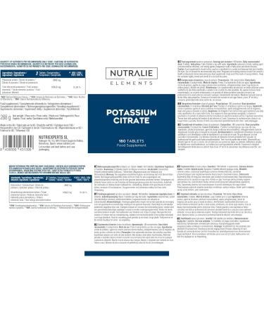 Potassium - Potassium Citrate - High Dose - 2880mg - Element Pure Potassium +1000mg - Muscle - Potassium Citrate - 180 Tablets - Nutralie - Buy Online on GoSupps.com