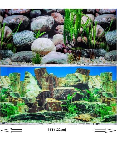 Hidom Aquarium Background Poster Double Sided - Height 19" / 50cm - Length 4 FT / 122cm - Two Scenic Pictures displaying Aquatic Backdrops - DS 500-9023/9025 - Buy Online on GoSupps.com