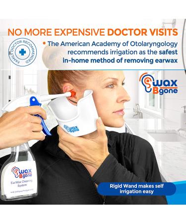 WaxBgone Ear Wax Removal Kit with SoftSpray Irrigation Tips - Safe & Effective Removal for Adults & Kids - Includes Softening Drops & Rigid Wand - Buy Online on GoSupps.com