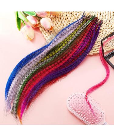 52 Colored Synthetic Hair Feathers + 200 Micro Rings & Tools for Women's Hair Extensions - Buy Online on GoSupps.com