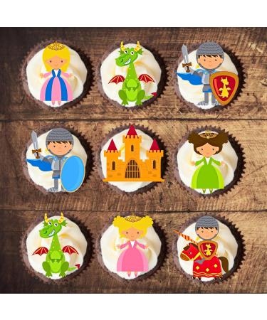 Knights & Dragons Edible Cupcake Toppers - Stand Up Wafer Decorations (24 Pack) for Magical Parties | International Shipping Available - Buy Online on GoSupps.com