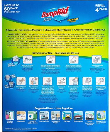 DampRid FG92 Moisture Absorber Refill - Easy-Refill System 4-10.5 oz Packages | Ideal for Home & Travel | International Shipping Available - Buy Online on GoSupps.com