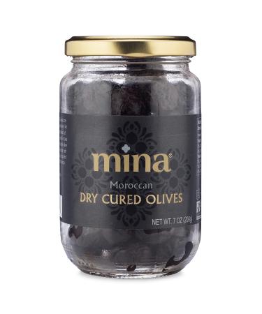 Mina Dry Cured Black Beldi Olives, Premium Handpicked and Naturally Cured in Morocco - Gluten Free, Low Carb, Vegan - Great Keto Snacks to Go, 7 oz
