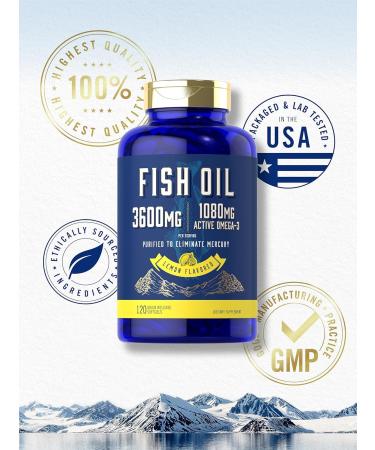 Carlyle Fish Oil 3600mg | 1080mg Omega 3 | 120 Count | Non-GMO and Gluten Free Supplement - Buy Online on GoSupps.com