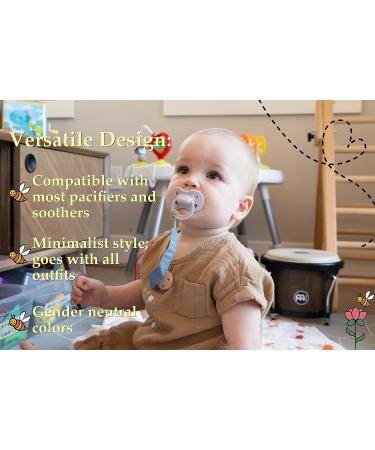 Organic Cotton Pacifier Clips - 4 Pack | Universal Fit for Most Pacifiers | Gender-Neutral Soother Leash with Clip - Buy Online on GoSupps.com