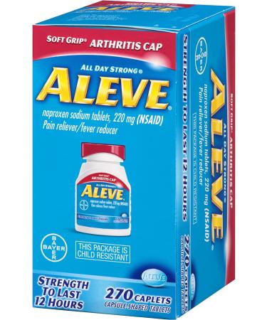 Aleve Soft Grip Arthritis Caplets 220mg (270 Count) - Naproxen Sodium Pain Reliever & Fever Reducer - Buy Online on GoSupps.com