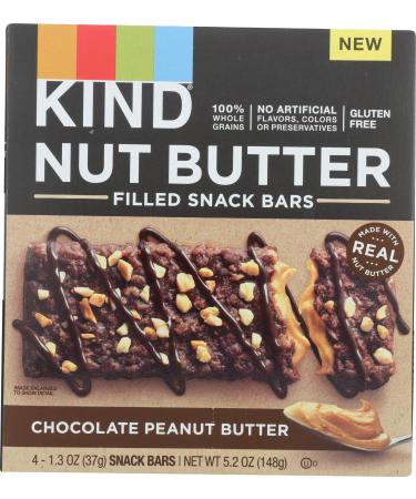 KIND Nut Butter Filled bar, Chocolate Peanut Butter, 1.3 Ounce (Pack of 4)