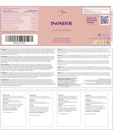 QSTA Labs Inositol Myo PCOS 4100MG Vegan capsules hormonal balance fertility supplement preconception pregnancy and ovarian support 9in1 inositol folic acid 5MTHF chromium 180 pieces pack of 1 - Buy Online on GoSupps.com