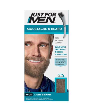 Just For Men Moustache & Beard Light Brown Dye Eliminates Grey For a Thicker & Fuller Look With An Applicator Brush Included M25 M25 - Light Brown