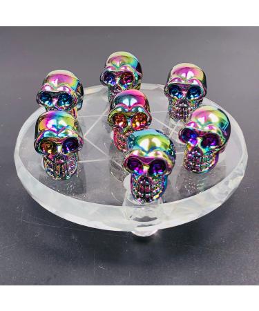 Natural Crystal Rough Natural Crystal Natural Electroplated Metal Colour Gemstone Crystal Skull Stone Seven Star Array Ornament for Home Decoration