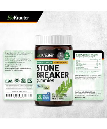 Chanca Piedra Gummies - 1600 mg Natural Kidney & Gallbladder Cleanse | Vegan Supplement for Optimal Health - Buy Online on GoSupps.com