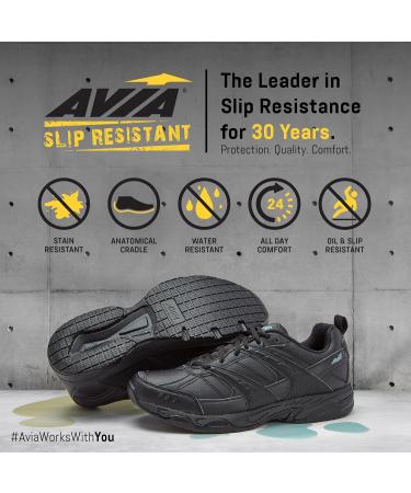 Avia Avi-Union II Non Slip Shoes for Men - Slip Resistant Comfort Work Shoes | Available in Black or White | Medium Wide or Extra Wide Sizes 13 - Buy Online on GoSupps.com