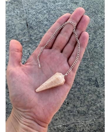Pendula Peach Moonstone Crystal Pendulum - Vintage Hexagonal Radiesthesia & Chakra Healing Tool for Meditation - Buy Online on GoSupps.com