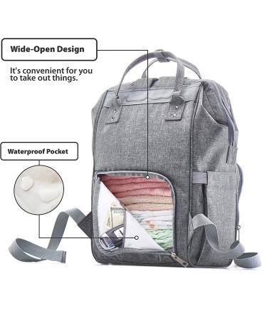 KiddyCare Diaper Bag Backpack with Adjustable Shoulder Straps - Spacious and Stylish Baby Diaper Bag for Boys and Girls in Grey - Buy Online on GoSupps.com