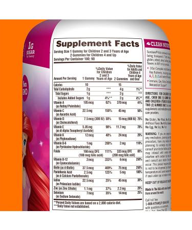 Sundown Naturals Kids Multivitamin Gummies - Disney Princess, Grape, Orange & Cherry Flavors, 180 Count - Buy Online on GoSupps.com