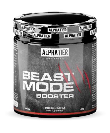 Booster Pre Workout - Alphatier Beastmode 400 G Green Apple - With caffeine Beta Alanin L -Citrullin L -Arginine Taurin - Ultra Hardcore Pump - Highly dosed + Vegan Green Apple