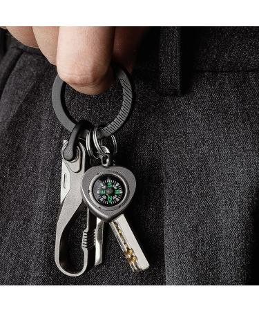 TISUR Titanium Round Carabiner Clip - Black Small Keychain D-Ring Spring Hook Key Ring - Buy Online on GoSupps.com