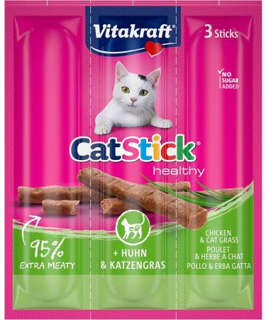 Vita Power Cat Stick - Healthy Meaty Mini Snacks with Chicken & Cat Grass for Digestion (20x3 pcs) - No Added Sugar - Buy Online on GoSupps.com
