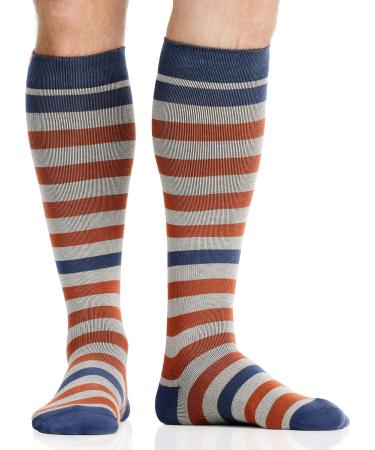 VIM & VIGR Cotton Compression Socks 15-20 mmHg for Men & Women - Oat & Orange Stripe - Small/Medium Wide Calf - Buy Online on GoSupps.com