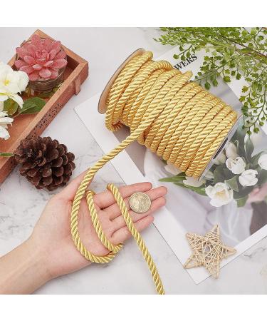 PandaHall 8mm Gold Twisted Cord Trim - 20 Yards Silk Rope for Curtain Tieback, Upholstery, Graduation Honor Cord, Christmas Garland - Buy Online on GoSupps.com
