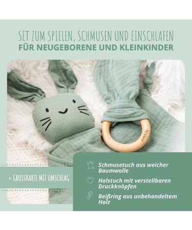 Buy Amari Cuddly Towel (Turquoise Hare) with Bite Ring & Bib - Perfect Baby Gift Set for Newborns & Girls - Sniffer Towel for Baby Parties - Buy Online on GoSupps.com