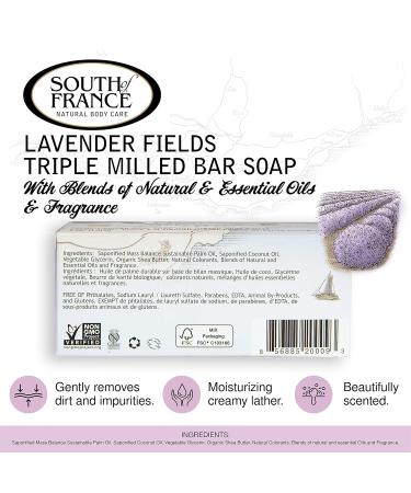 South of France Lavender Fields Clean Bar Soap: Triple-Milled French Soap with Shea Butter | Vegan Non-GMO Body Soap | 6 oz Bar 4 Pack - Buy Online on GoSupps.com