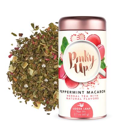 Pinky Up Peppermint Macaron Loose Leaf Tea Herbal Tea, Caffeine Free, Naturally Low Calorie & Gluten Free 2.1 Ounce Tin, 25 Servings