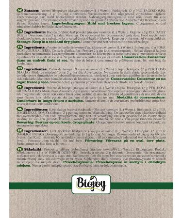 Buy Biojoy ORGANIC Brahmi Powder 500g - Natural Bacopa Monnieri for Health & Wellness - Buy Online on GoSupps.com