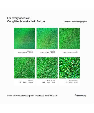 Hemway Premium Ultra Sparkle Glitter - Emerald Green Holographic Ultrafine (1/128 0.2mm) 100g | Multi-Purpose Metallic Flake for Arts Crafts Nails Cosmetics & More - Buy Online on GoSupps.com