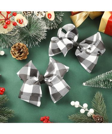 Syhood Christmas 6.3 inch Large Bows with Alligator Clips - Black White Plaid Hair Accessories for Girls & Women - Perfect for Christmas Party - Buy Online on GoSupps.com