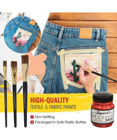 Jacquard Fabric Paint Set - 8 Colors, 2.25oz Bottles, Permanent All-Surface Paint with Brushes - Buy Online on GoSupps.com