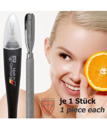 3 Swords Germany - Brand Quality Cuticle Knife Trimmer Remover (1 Piece) and Cuticle Pusher (1 Piece) by 3 Swords Made in Germany Cuticle Remover and Pusher - Buy Online on GoSupps.com