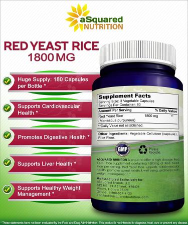 Red Yeast Rice 1800mg - Vegan Cardiovascular Health Support - 180 Veggie Capsules - Buy Online on GoSupps.com